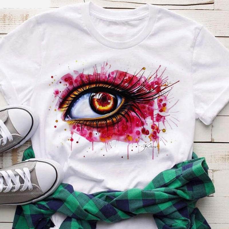 T-shirt Artistica con Stampa Occhio - Come Moon 