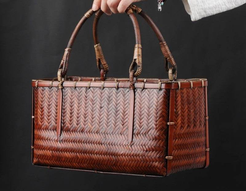 Borsa Giapponese Vintage in Bambù Intrecciato - Come Moon 