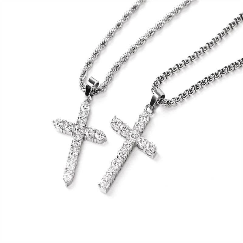 Collana con Croce piena in Zirconi - Eleganza e Luminosità - Come Moon 