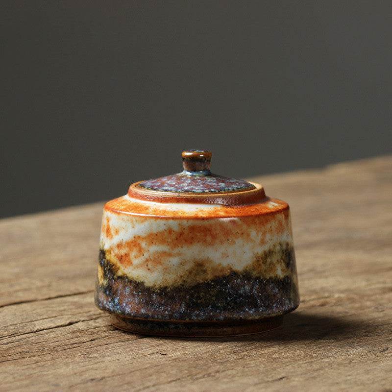 Contenitore tè Mu Tao in ceramica Shino Yaki giapponese - Come Moon 