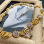 Collana Reale con Cristalli Viola e Dettagli Dorati - Come Moon 