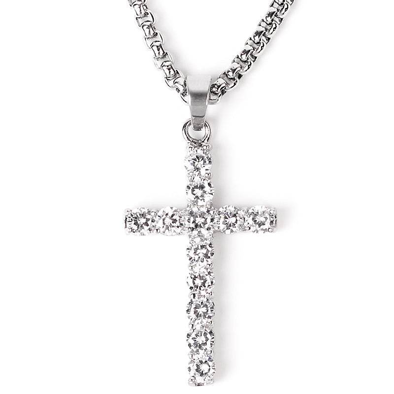 Collana con Croce piena in Zirconi - Eleganza e Luminosità - Come Moon 