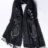Sciarpa in lana pregiata con perline ricamate – calda ed elegante - Come Moon 