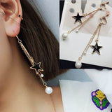 Orecchini pendenti con stelle e perle – Eleganza moderna - Come Moon 