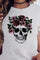 T-shirt Punk con con Teschio e Fiori - Come Moon 