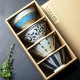 Set di 4 ciotole giapponesi in ceramica dipinta a mano - Come Moon 
