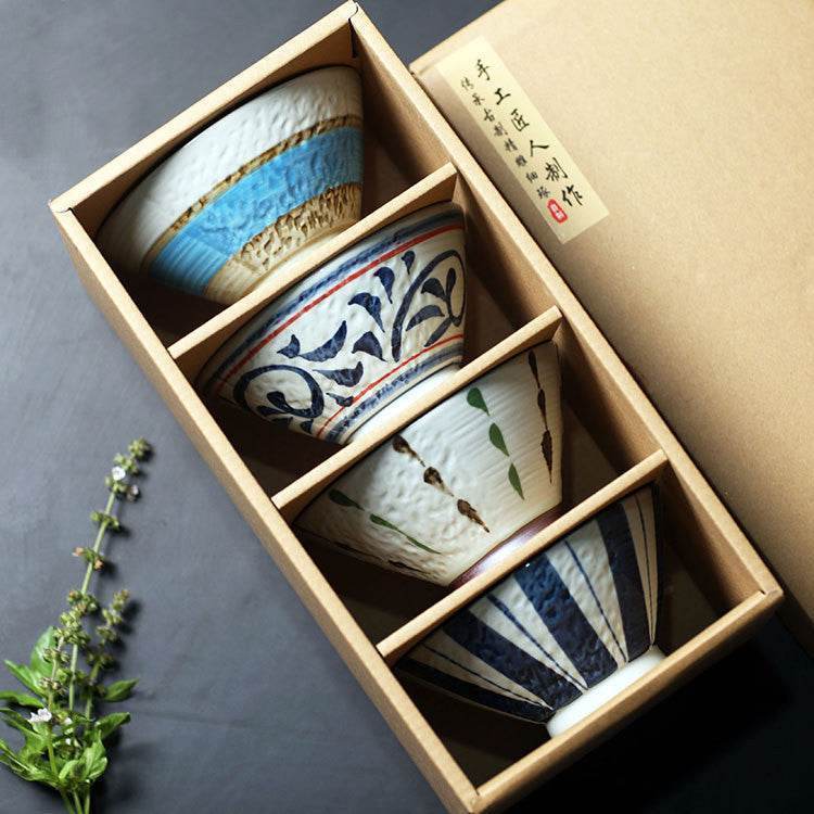 Set di 4 ciotole giapponesi in ceramica dipinta a mano - Come Moon 