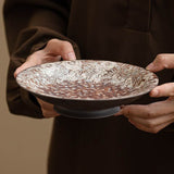 Piattino cerimoniale in argilla grezza con bordo argento - Come Moon 