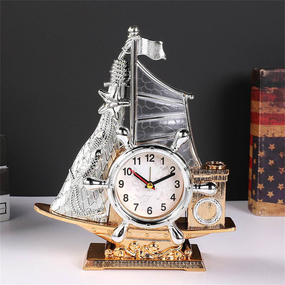 Orologio da tavolo “Veliero del Tempo” – Design nautico in oro o argento - Come Moon 