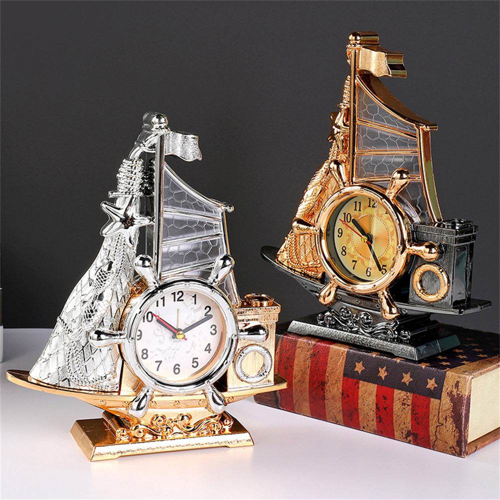 Orologio da tavolo “Veliero del Tempo” – Design nautico in oro o argento - Come Moon 