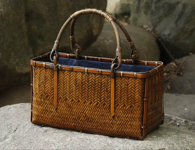 Borsa Giapponese Vintage in Bambù Intrecciato - Come Moon 