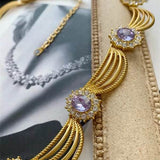 Collana Reale con Cristalli Viola e Dettagli Dorati - Come Moon 