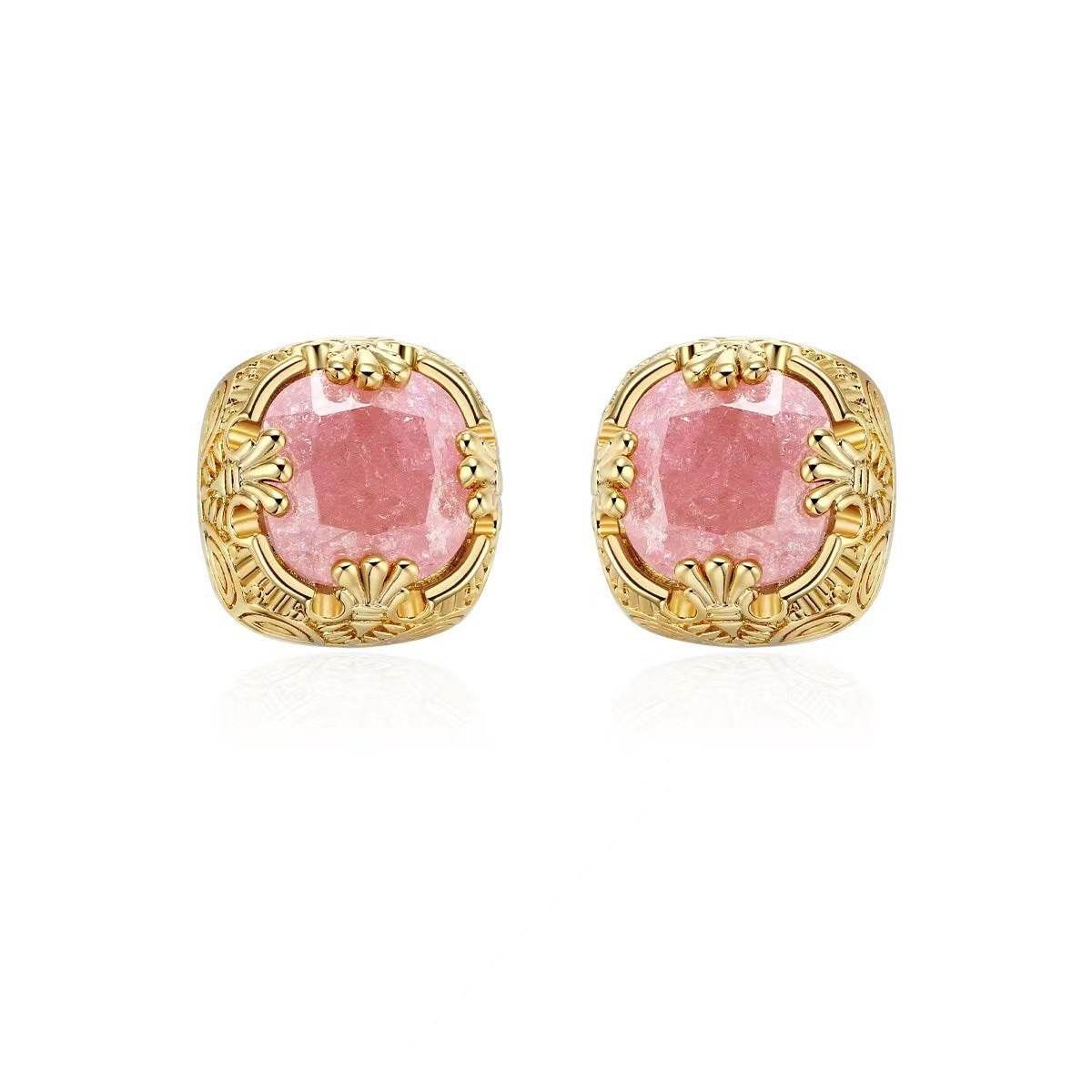 Orecchini “Regina di Cristallo” – Placcati oro o argento con pietra rosa - Come Moon 