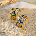 Orecchini Geometrici Dorati - Eleganza e Colore - Come Moon 