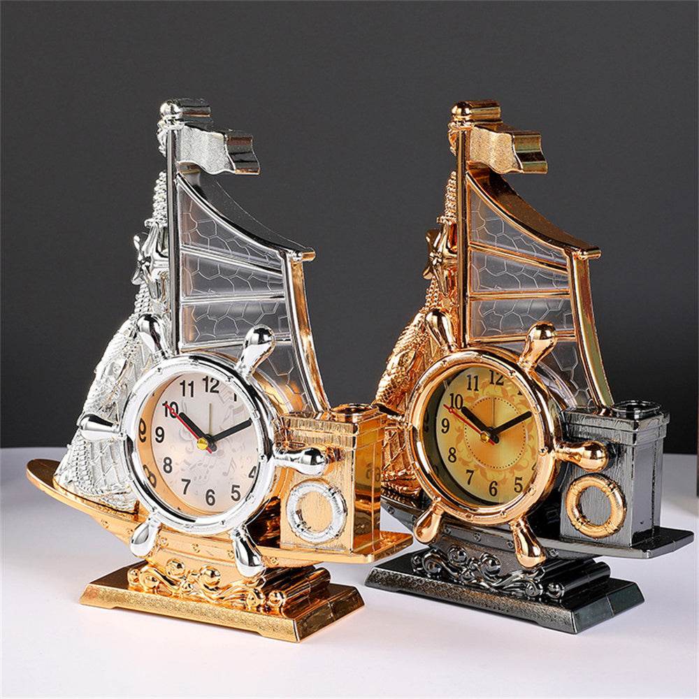 Orologio da tavolo “Veliero del Tempo” – Design nautico in oro o argento - Come Moon 