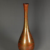Vaso in bronzo fuso con smalto rosso e oro – Giappone, Shoei Yao - Come Moon 