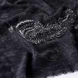 Sciarpa in lana pregiata con perline ricamate – calda ed elegante - Come Moon 