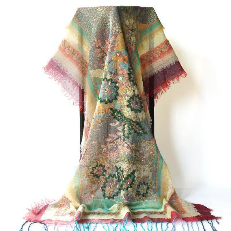 Scialle pashmina ricamato – Vento d’Oriente elegante - Come Moon 