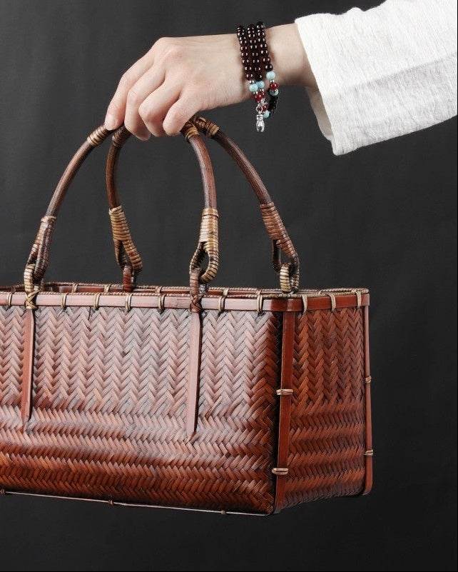 Borsa Giapponese Vintage in Bambù Intrecciato - Come Moon 
