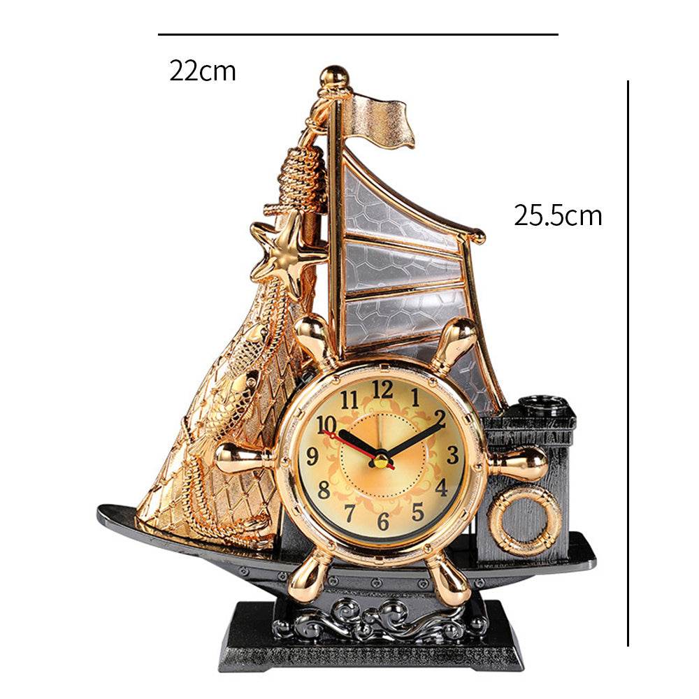 Orologio da tavolo “Veliero del Tempo” – Design nautico in oro o argento - Come Moon 