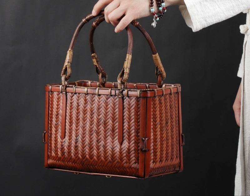 Borsa Giapponese Vintage in Bambù Intrecciato - Come Moon 