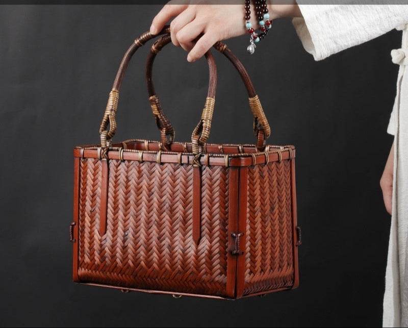 Borsa Giapponese Vintage in Bambù Intrecciato - Come Moon 