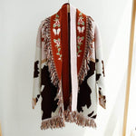 Cardigan cow print con bavero ricamato - Come Moon 