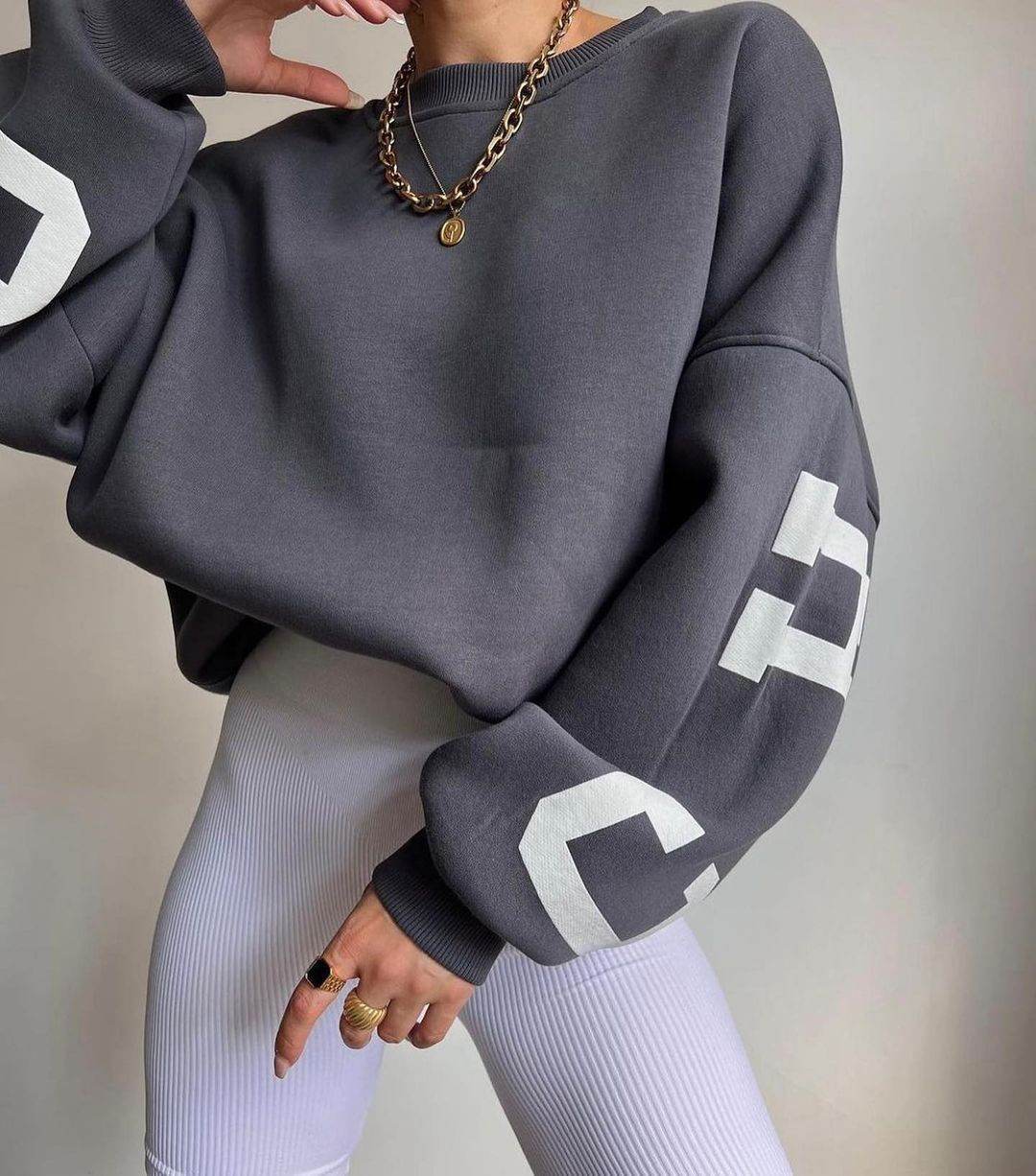 Felpa Oversize con Dettagli Grafici - Come Moon 